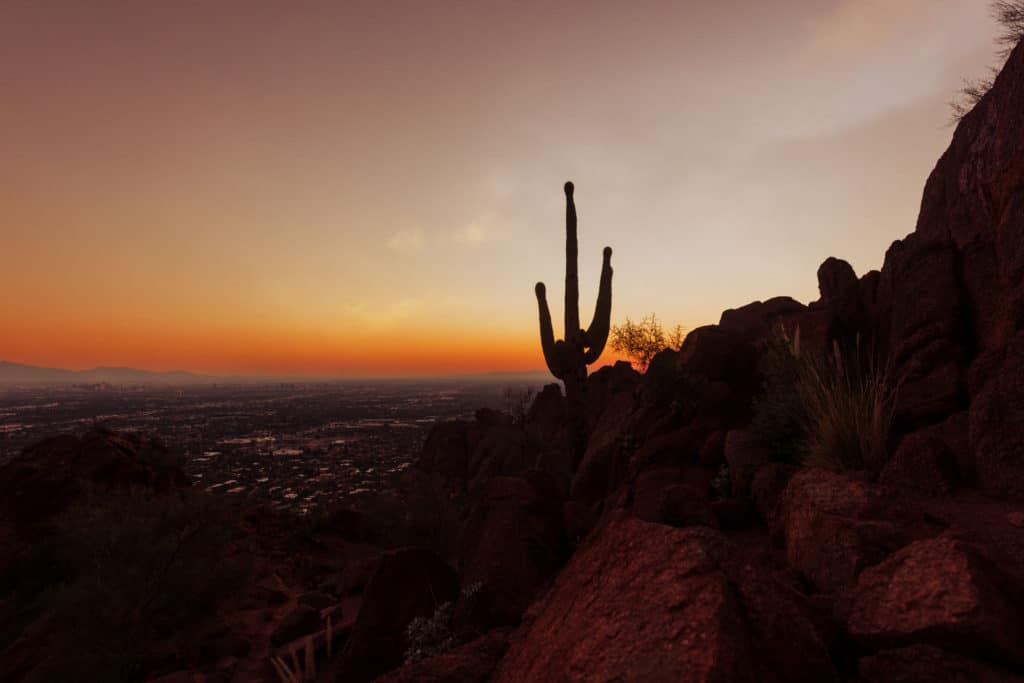 hiking camelback mountain az sunset