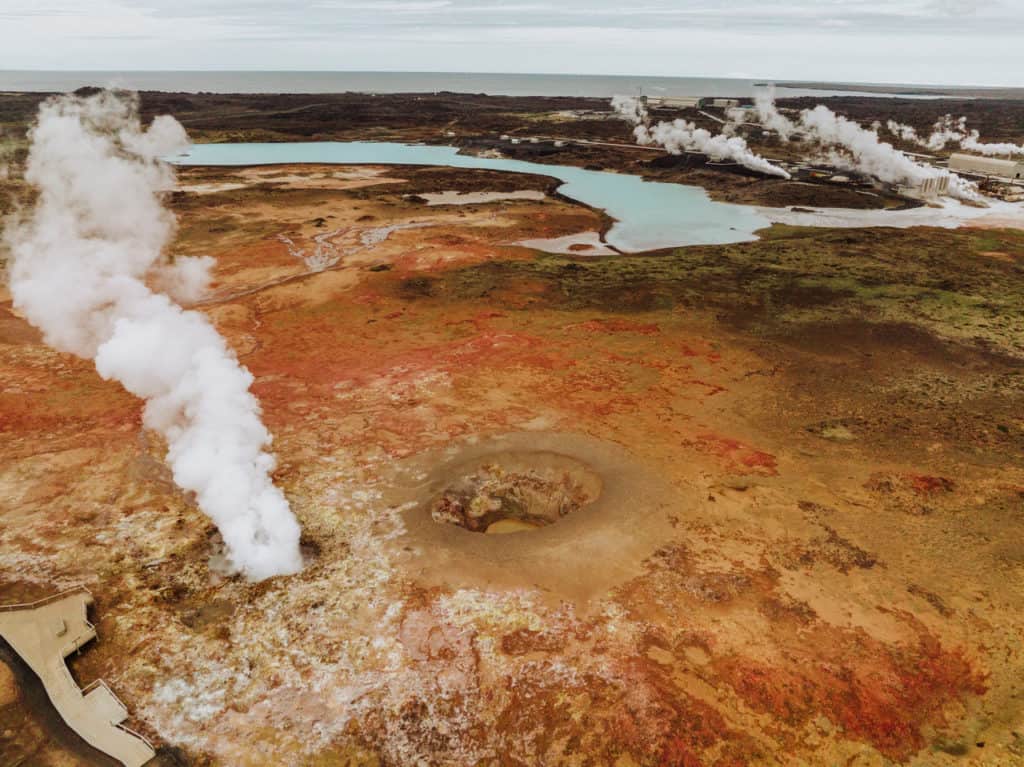 Geothermal activity in Iceland near Blue Lagoon