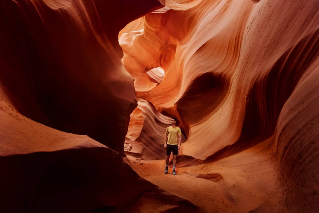 Lower Antelope Canyon on a sunny day in August