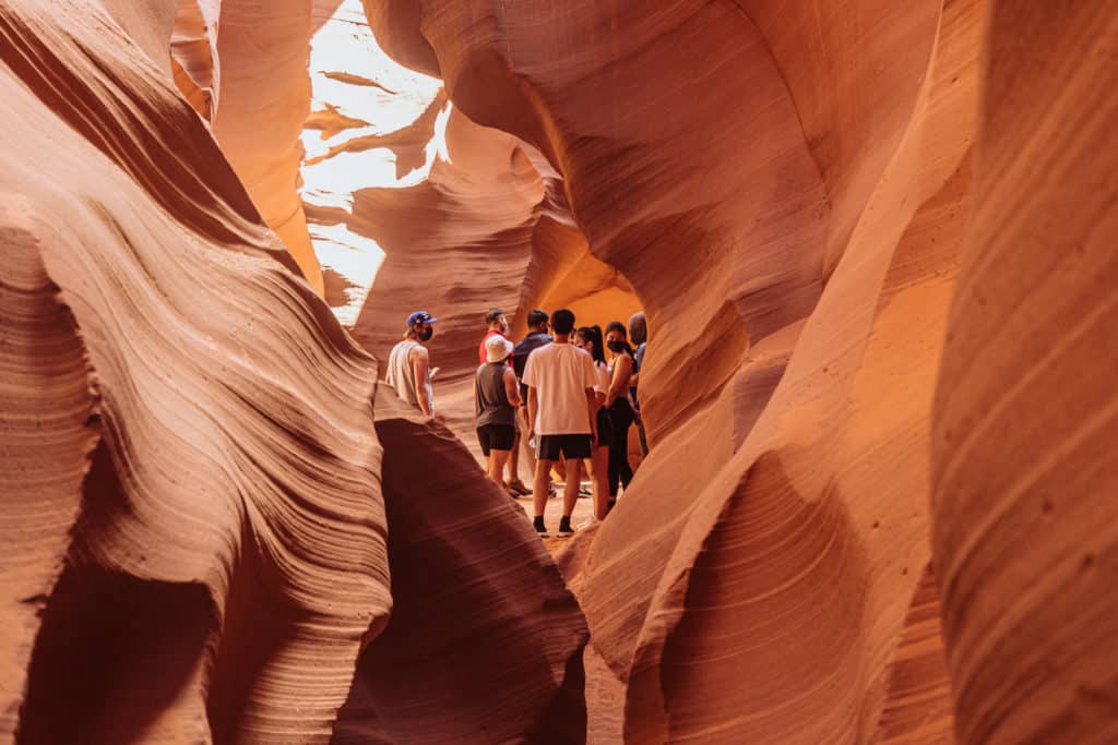 Crowd inside Lower Antelope Canyon