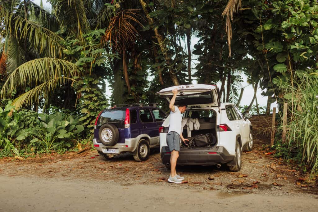 Jared Dillingham parking at a beach in Puerto Viejo Costa Rica