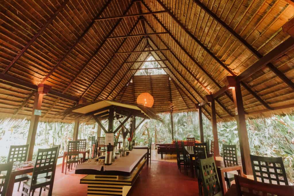 The restaurant at Shawandha, an eco resort in Puerto Viejo