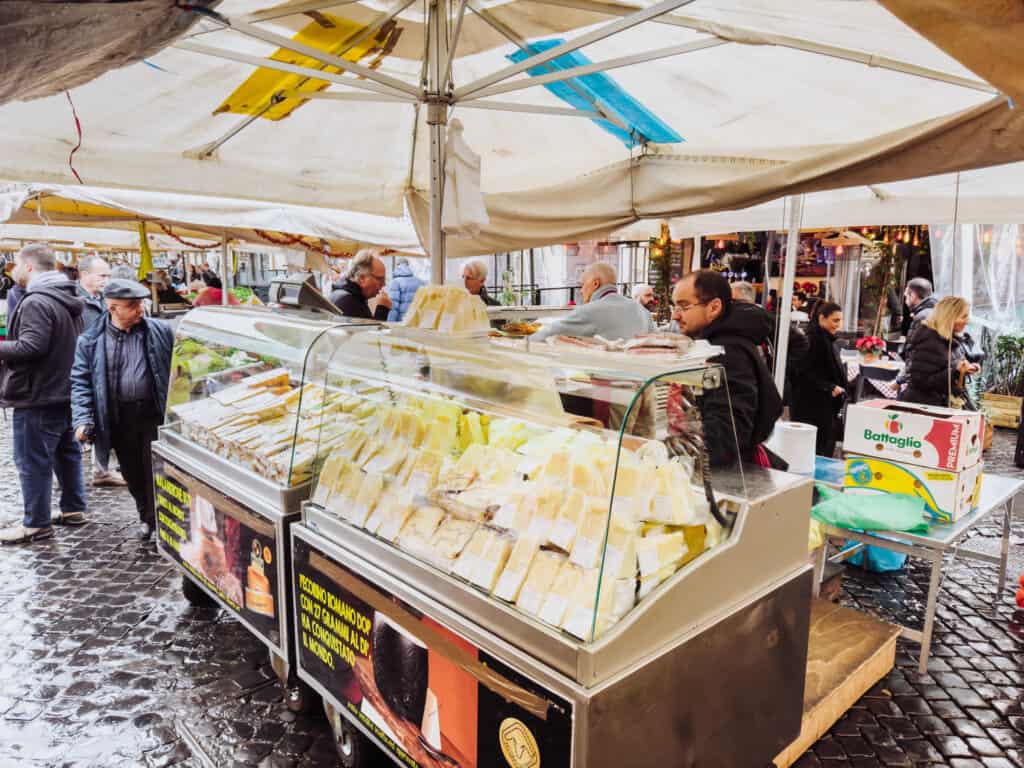 rome in winter market cheese