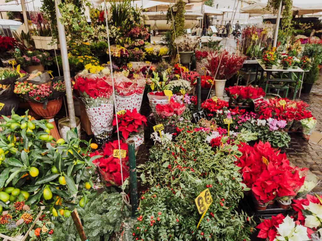 rome in winter market flowers