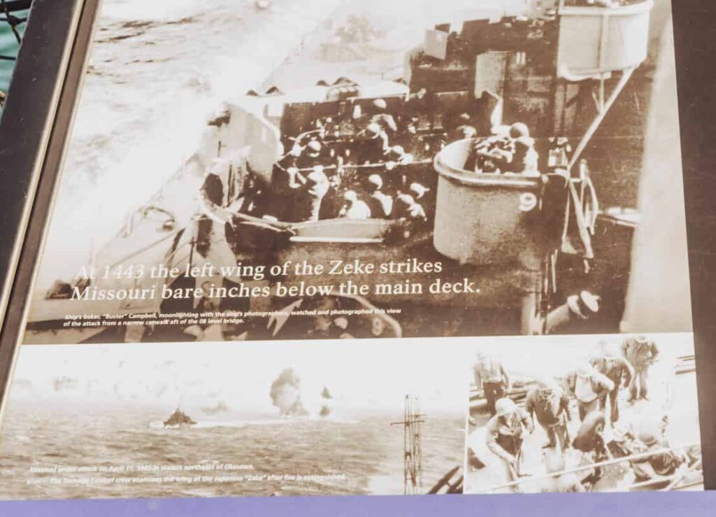 uss missouri kamikaze attack photo