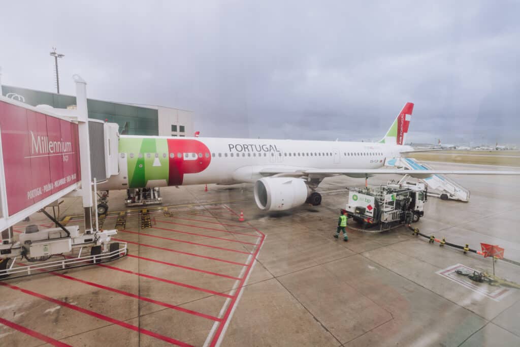 TAP Air Portugal at PDL Airport on Sao Miguel