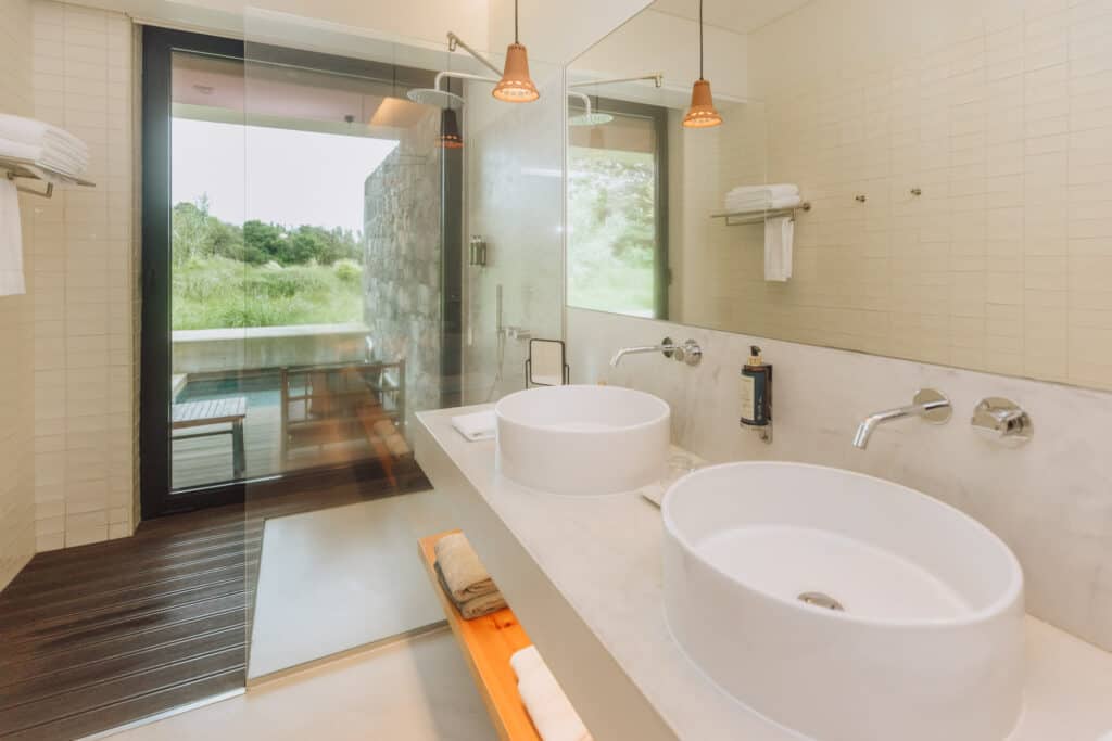 Bathroom and view at Sensi Azores
