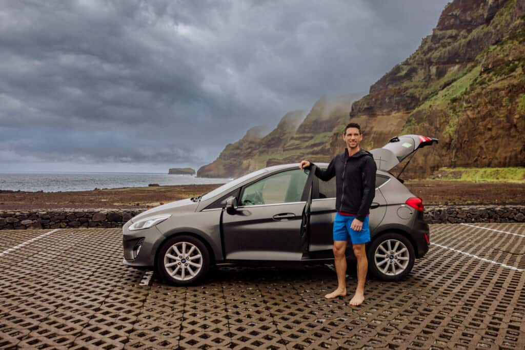 Jared Dillingham renting a car in the Azores