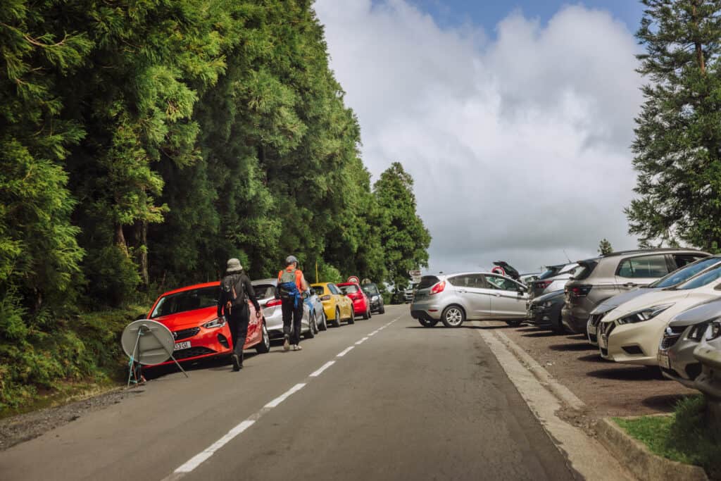 Trailhead parking in the Azores