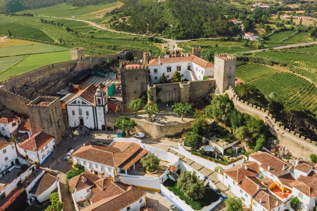 Aerial view of Obidos Castle