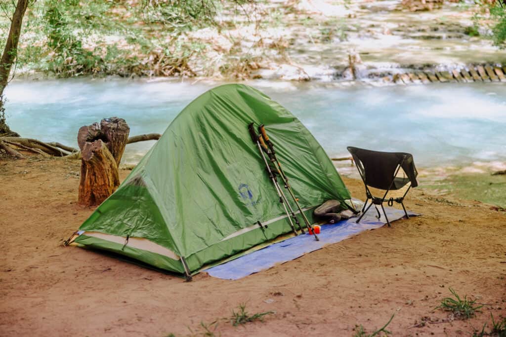 Havasupai Falls campground along Havasu Creek