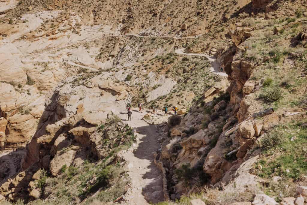 switchbacks on the trail to havasupai falls