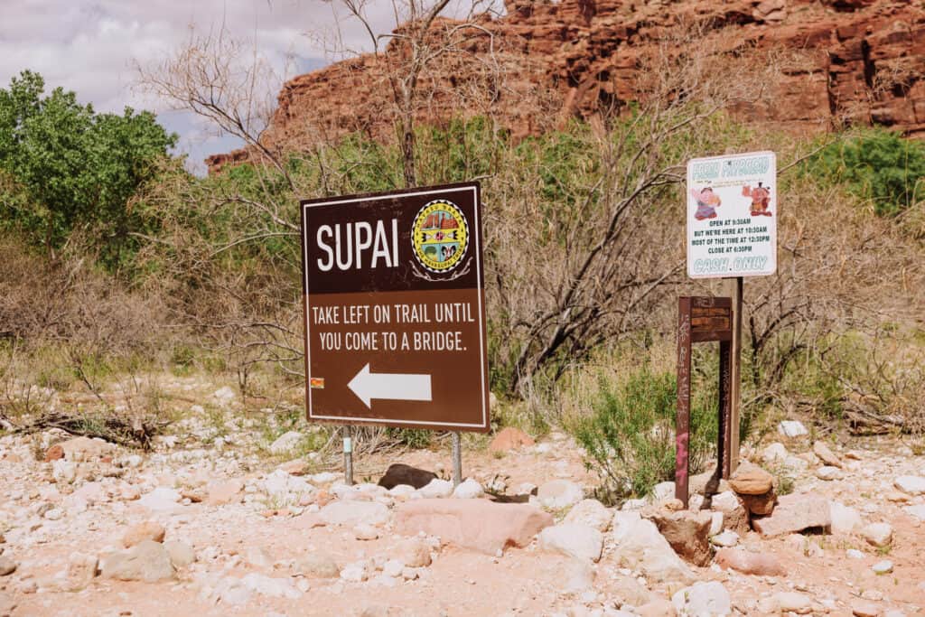sign for the village of supai