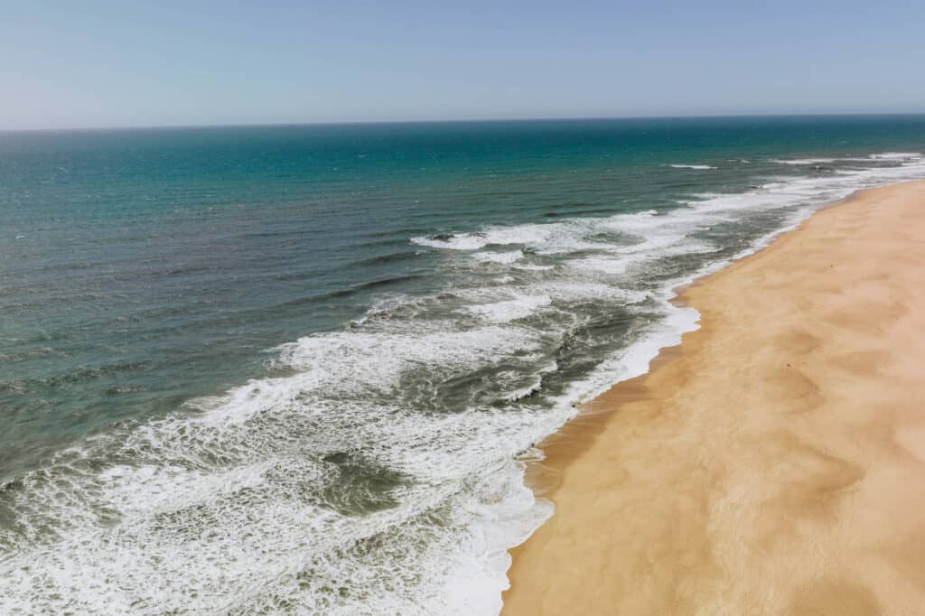 Praia do Norte waves on the beach in Nazare