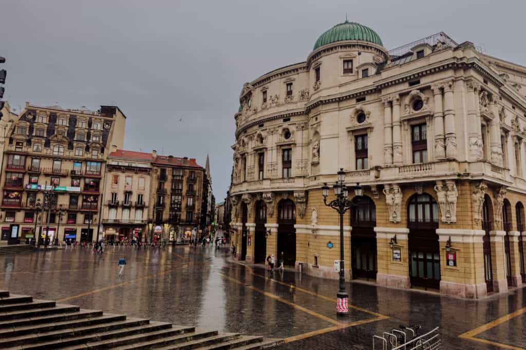 Bilbao Spain in the rain