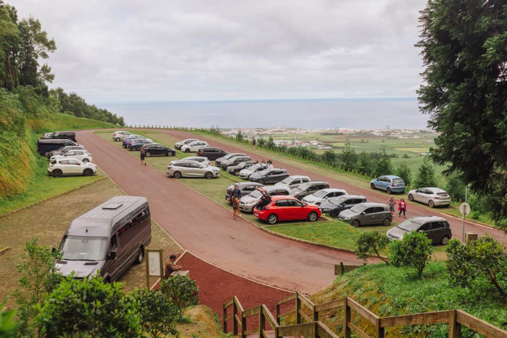 Parking at Caldeira Velha in the Azores