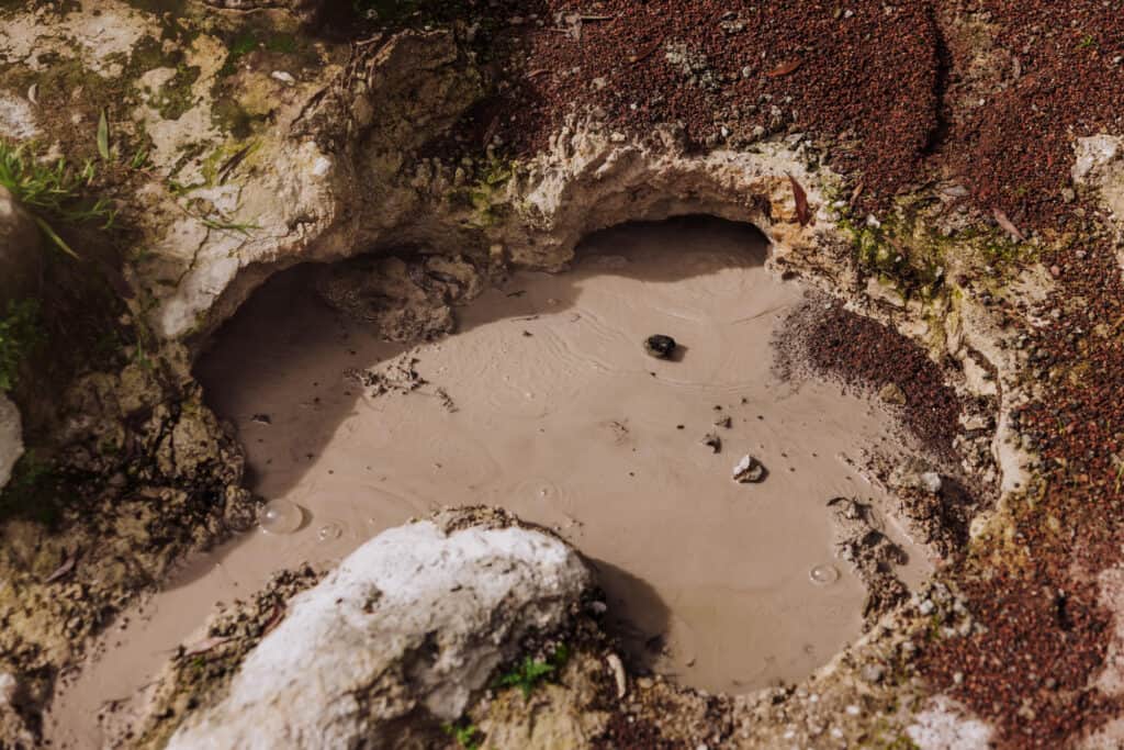 Boiling mud at hot springs in the Azores