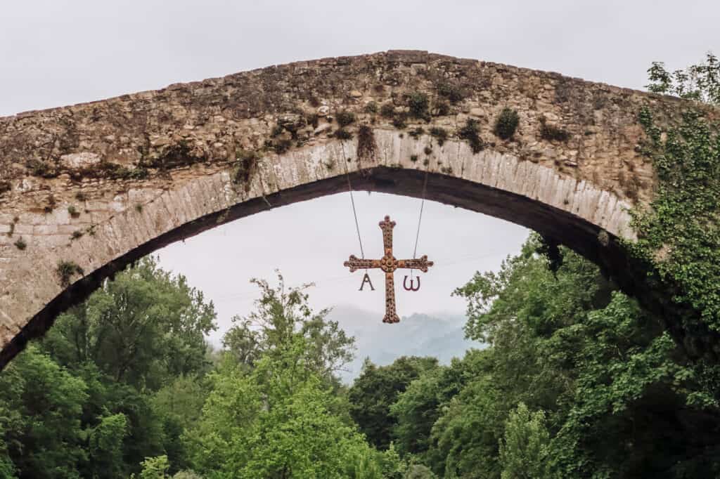 Roman Bridge Asturias Cross in Cangas de Onis