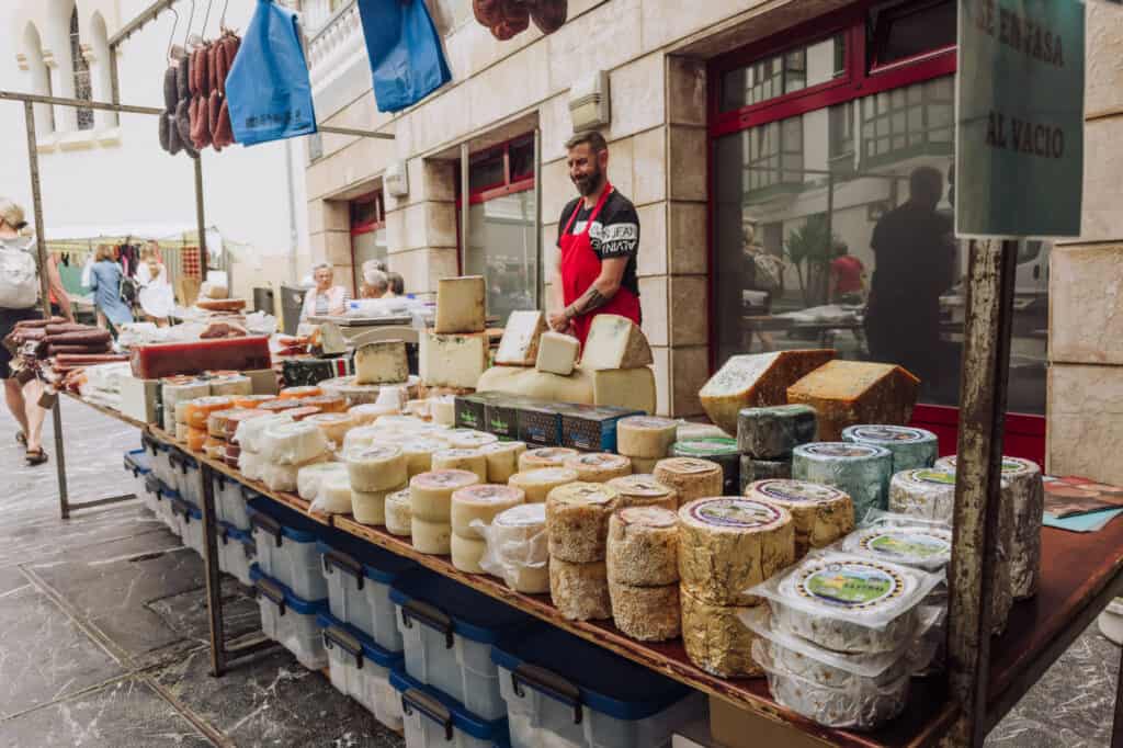 Cheese market in Cudillero Spain