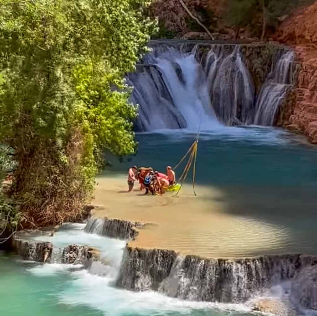 Helicopter rescue at Beaver Falls along Havasu Creek