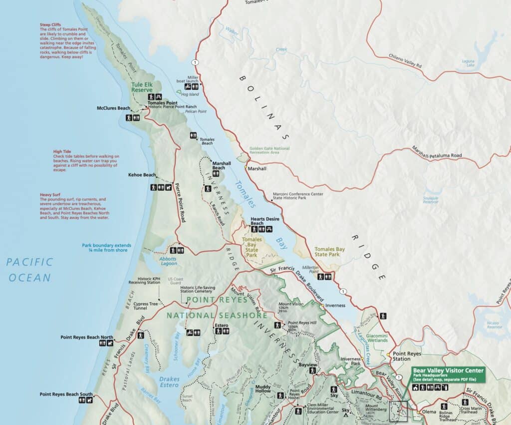 Point Reyes beaches map 1