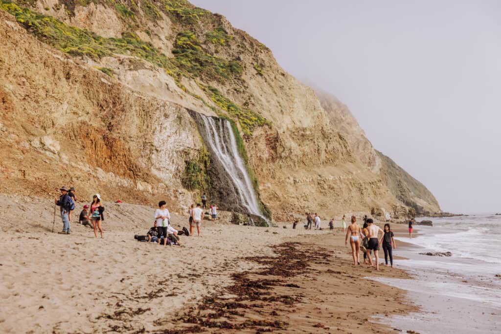 Alamere Falls on the beach at Point Reyes