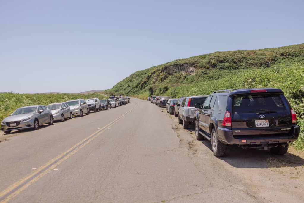 Parking for Kehoe Beach at Point Reyes