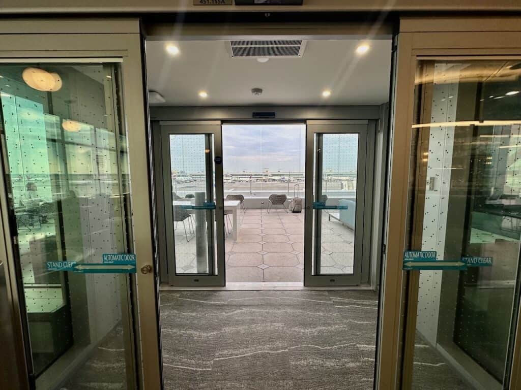 Entrance to the Delta Sky Deck patio at JFK