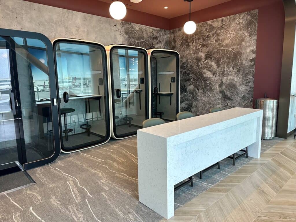 Privacy booths in the new Delta Sky Club at JFK