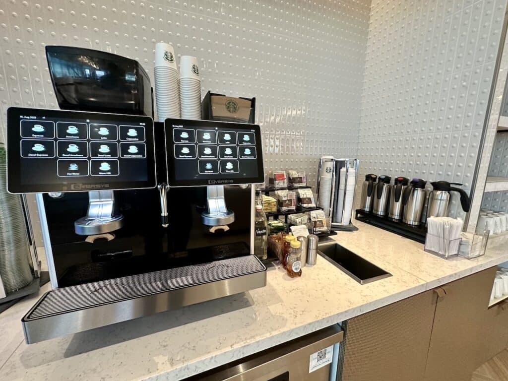 Starbucks coffee machine in the Sky Club