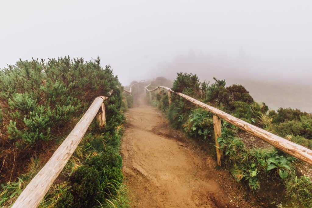 Azores hiking in the fog