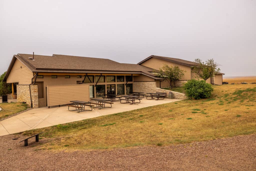 The visitor center at First People's Buffalo Jump State Park in Montana