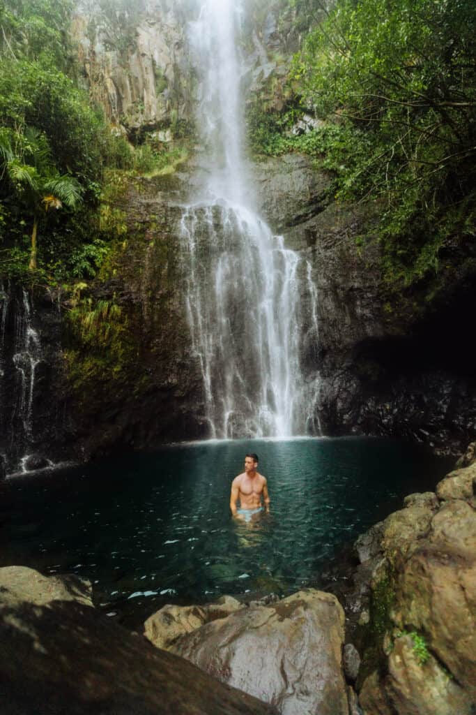 Jared Dillingham at one of the Road to Hana waterfalls