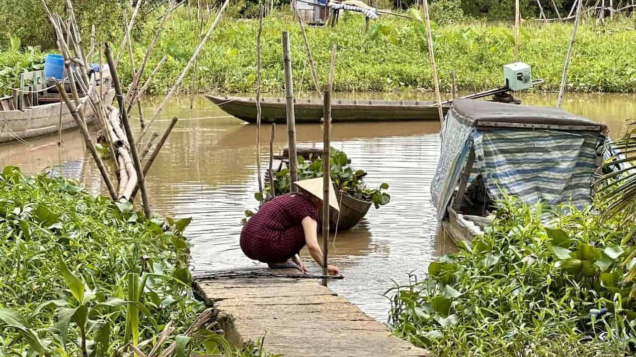 Village on the Mekong River in Vietnam