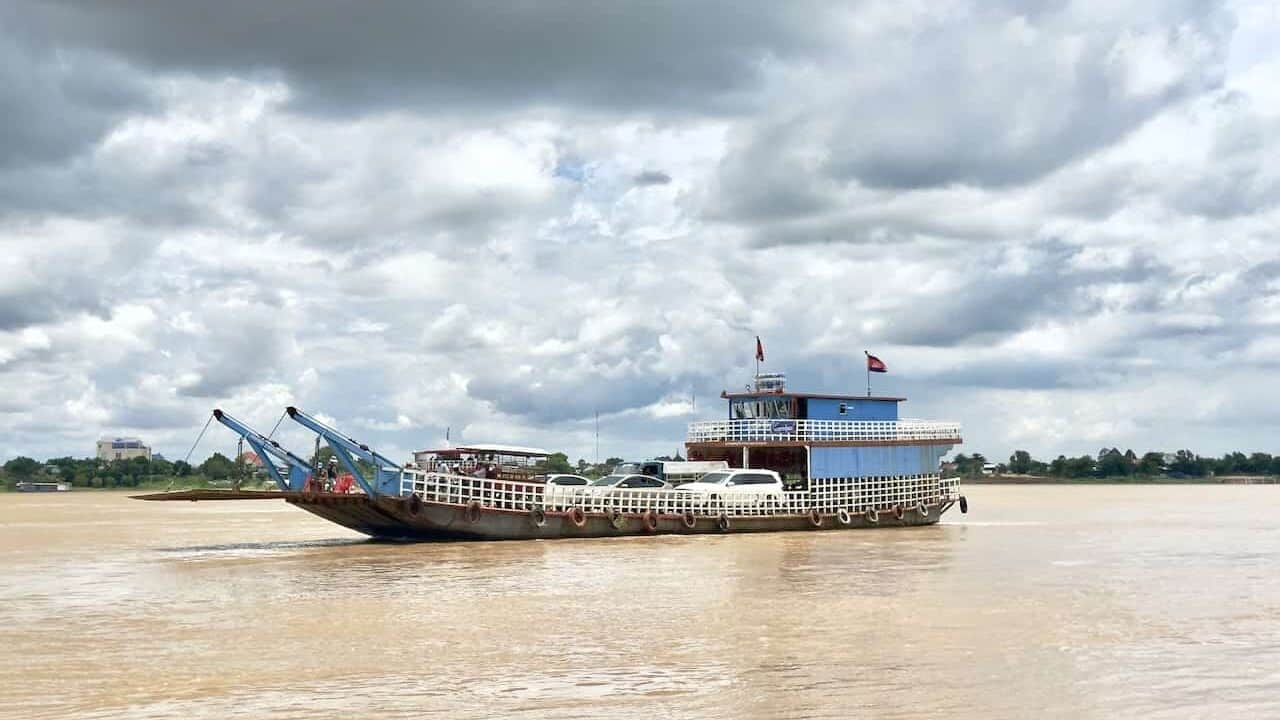 Ferry in the Mekong River in Cambodia