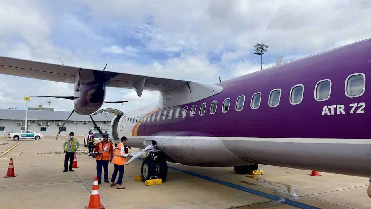 Cambodia Angkor Air flight in Siem Reap