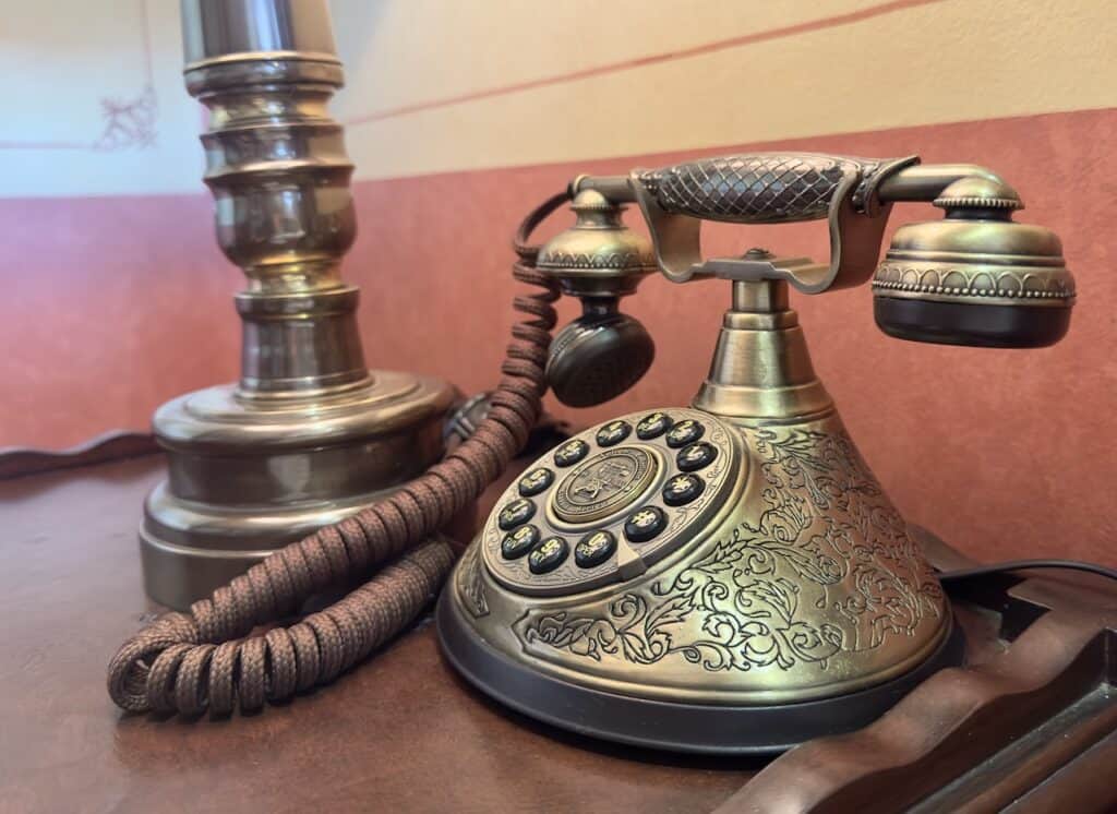 Antique phone on the ship