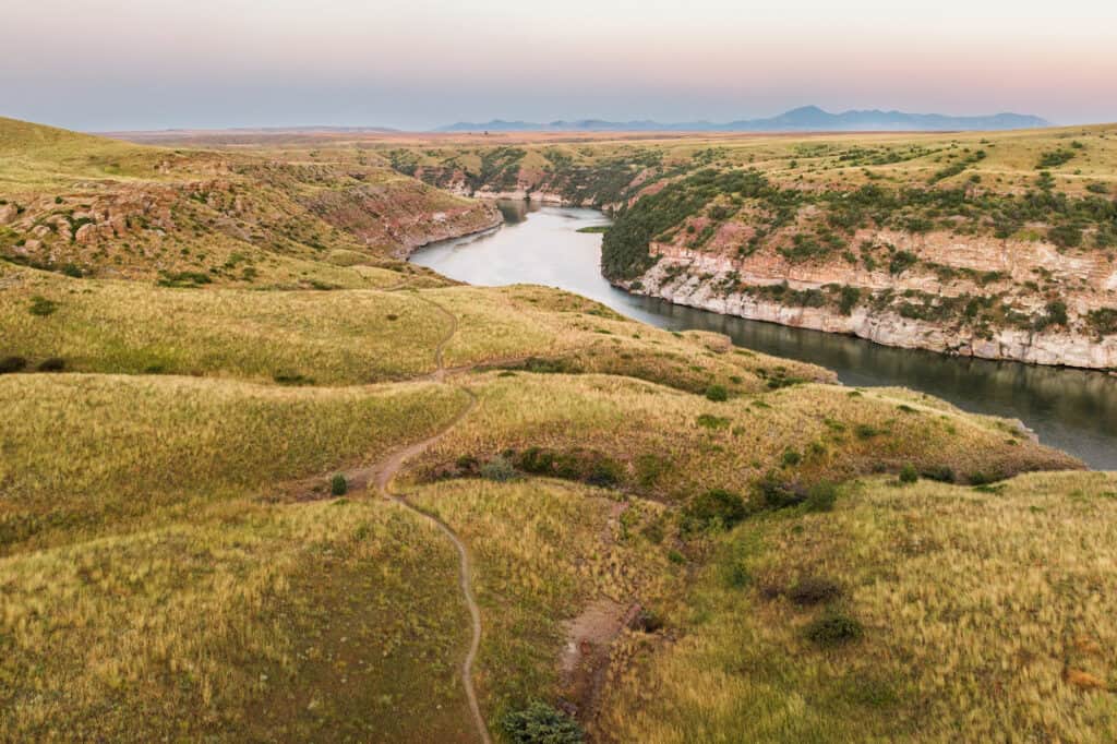 Missouri River and the Rivers Edge Trail in Great Falls MT