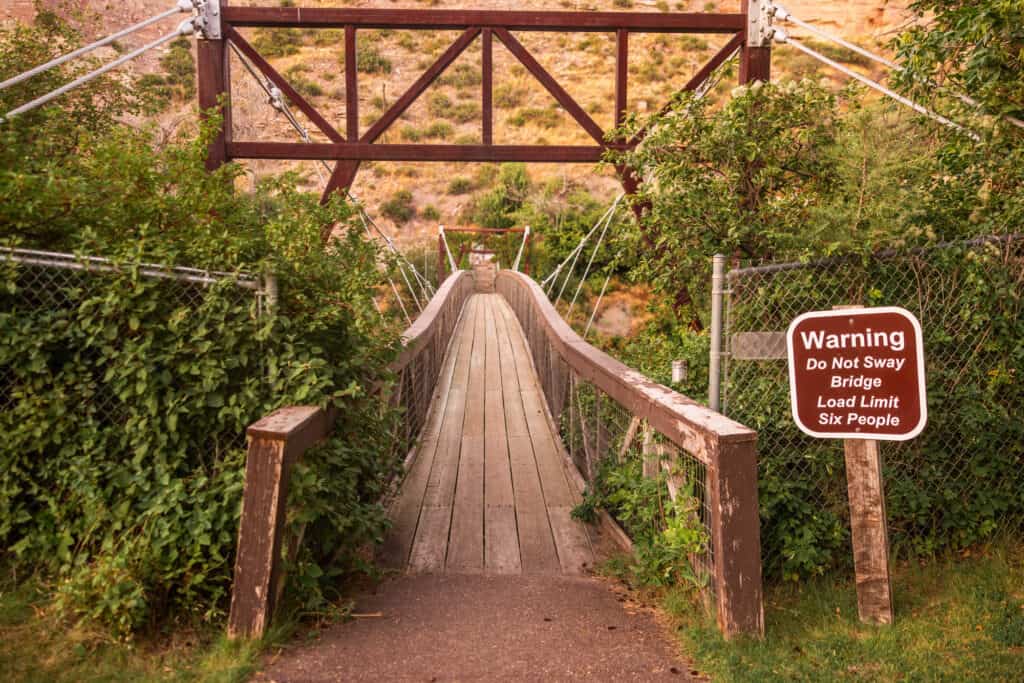 The suspension bridge at Ryan Dam, near Great Falls, MT