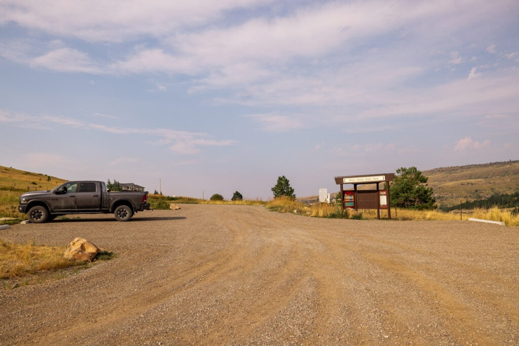 Parking at Sluice Boxes State Park in Montana