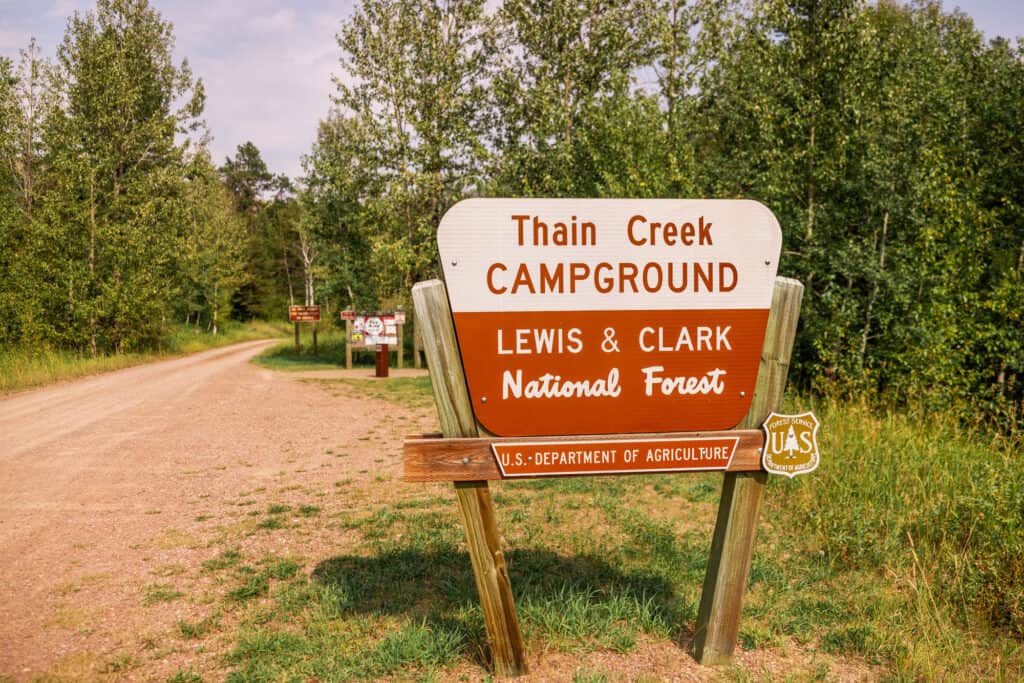 Thain Creek Campground in the Highwood Mountains, near Great Falls, Montana