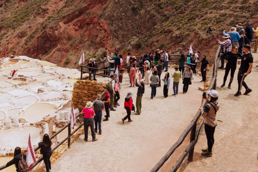 Viewing platform at the salt mines of Maras in Peru
