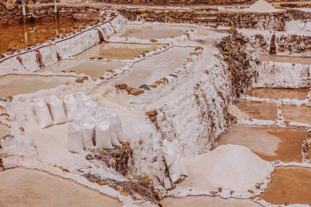 Salt pans at the mine in Maras