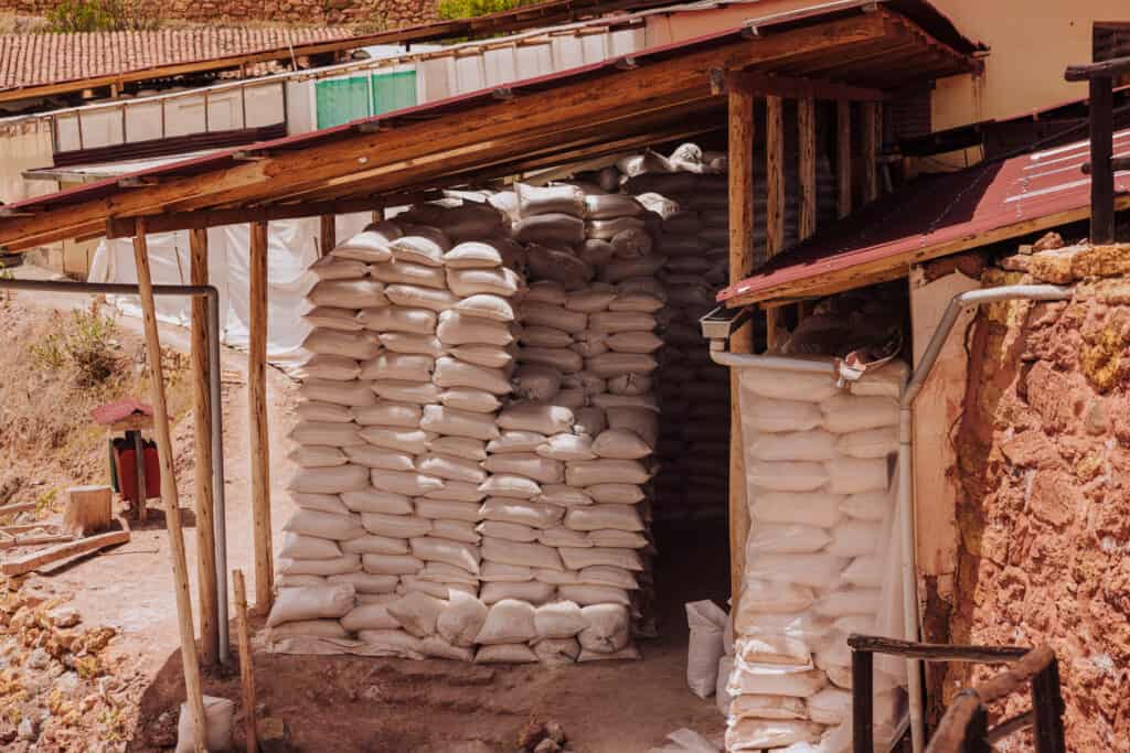Salt produced in Maras Peru
