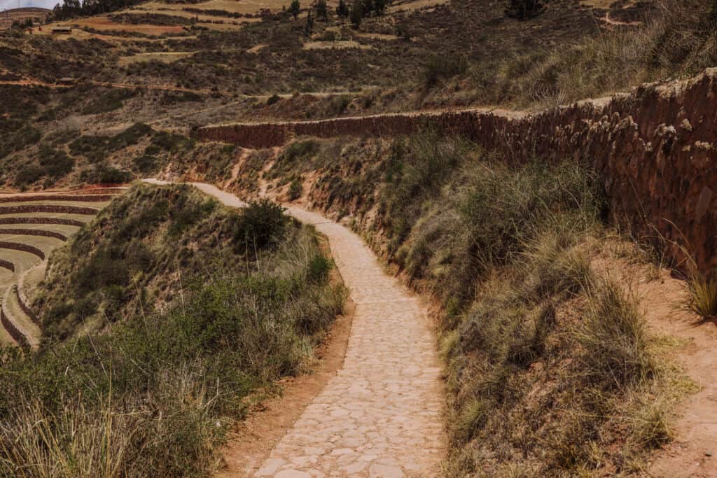 The trail at the ruins at Moray Peru