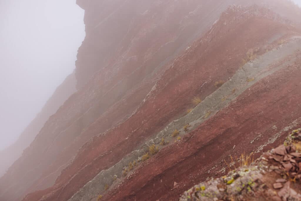 Fog at the new rainbow mountain in Peru