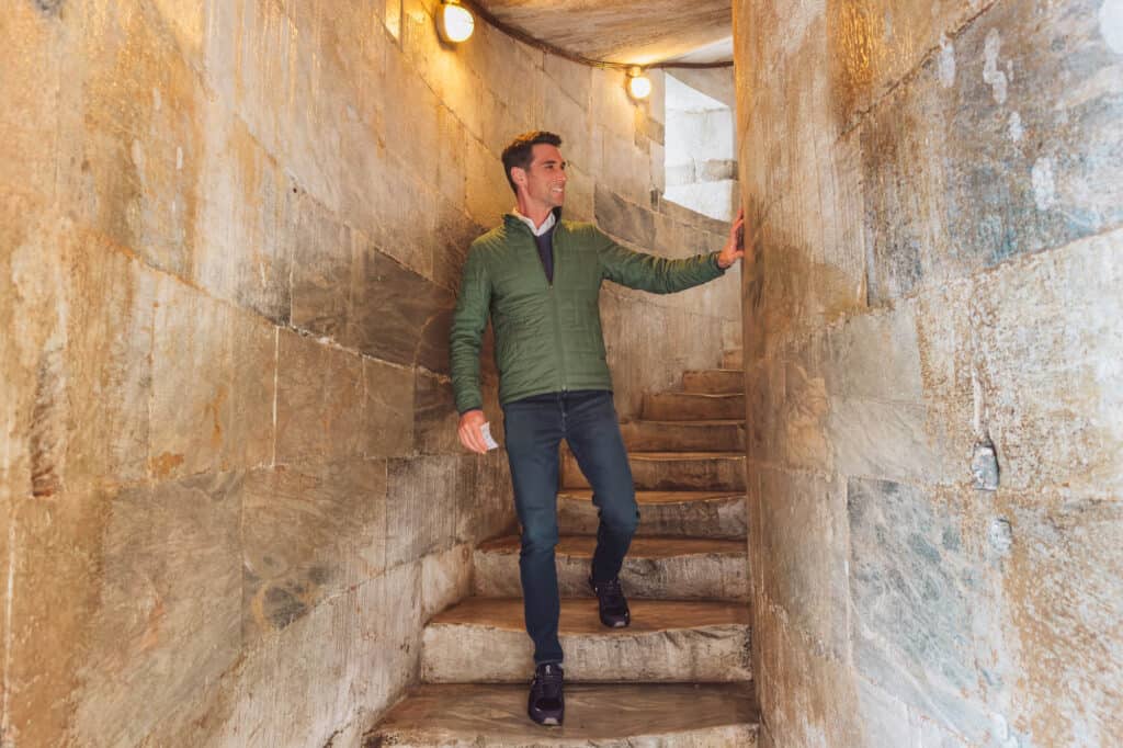 Jared Dillingham inside the Leaning Tower of Pisa on a day trip from Florence
