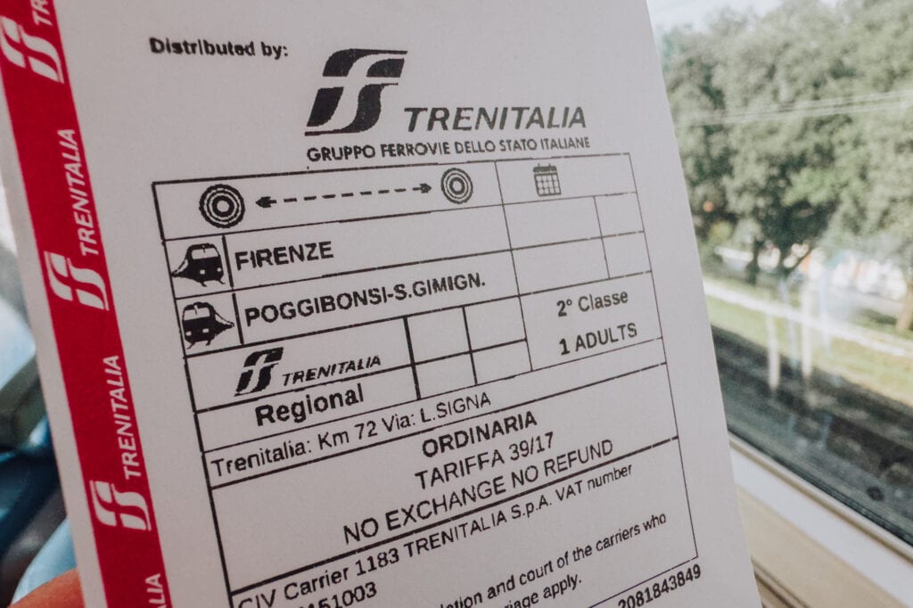 Trenitalia train from Florence to San Gimignano