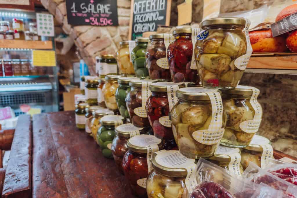 Stores and shops in San Gimignano Italy