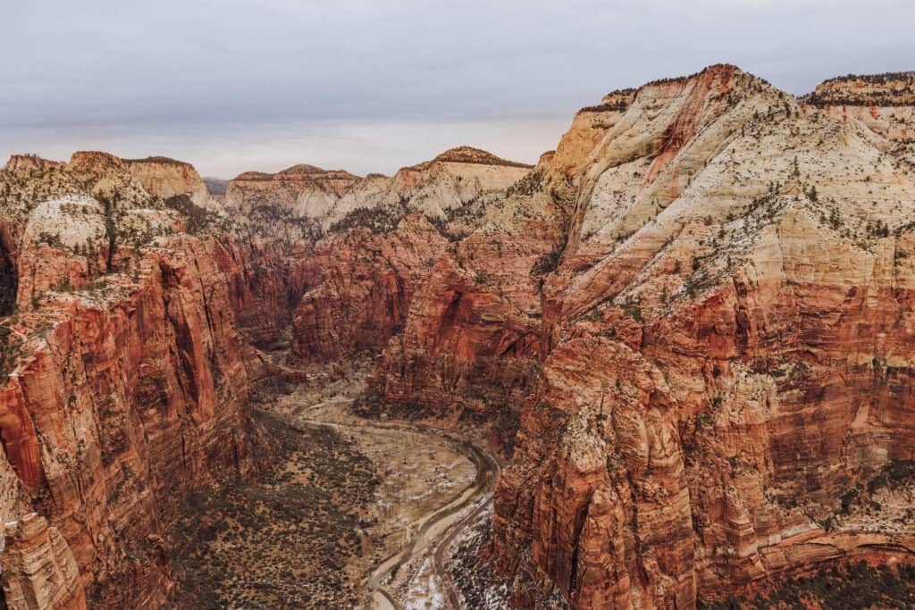 Zion Scenic Canyon drive in winter